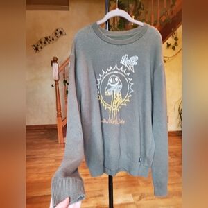 Green Vans mushroom and bee sweater
